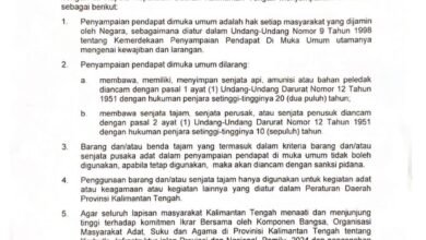 Kapolda Kalteng Tegaskan Penyampaian Pendapat Dimuka Umum Harus Sesuai Undang-Undang