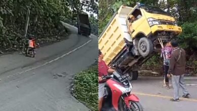Truk Hampir Mundur dan Terbalik di Jalan Menanjak, Terekam CCTV