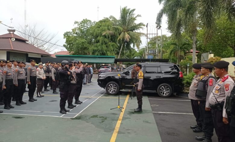 Personil pengamanan Aksi Damai Aliansi Masyarakat Kalteng.(Dok: Polresta Palangka Raya)