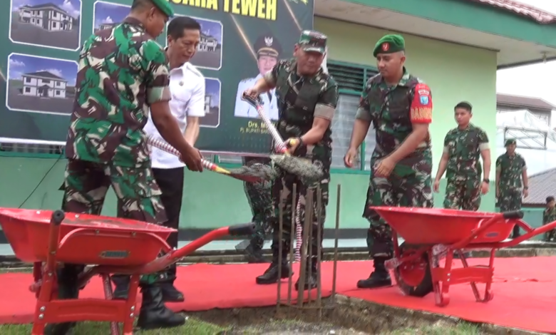 Pembangunan Rehab Kodim 1013 Muara Teweh Dimulai, Danrem Panju Panjung Letakan Batu Pertama