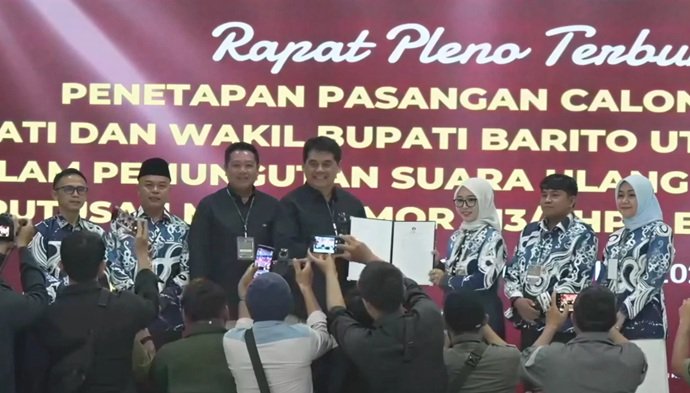 KPU Barito Utara Tetapkan Shalahuddin-Felix Pasangan Bupati dan Wakil Bupati Terpilih