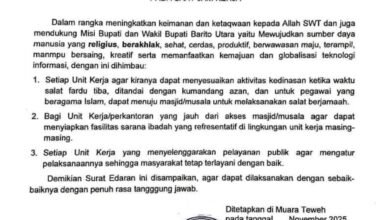 Pemkab Barito Utara Terbitkan Aturan Salat Fardu Saat Jam Kerja, Pastikan Layanan Publik Tetap Optimal Pemkab Barito Utara Terbitkan Aturan Salat Fardu Saat Jam Kerja, Pastikan Layanan Publik Tetap Optimal