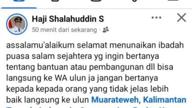 Akun Facebook Palsu Catut Nama Bupati Barito Utara, Modus Bantuan dan Umroh
