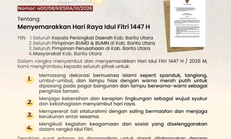 Sambut Idul Fitri, Pemkab Barito Utara Imbau Pasang Dekorasi dan Jaga Kebersihan